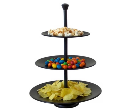 Excellent Houseware servēšanas statīvs, 3 stāvi, 36,5 cm, matēti melns