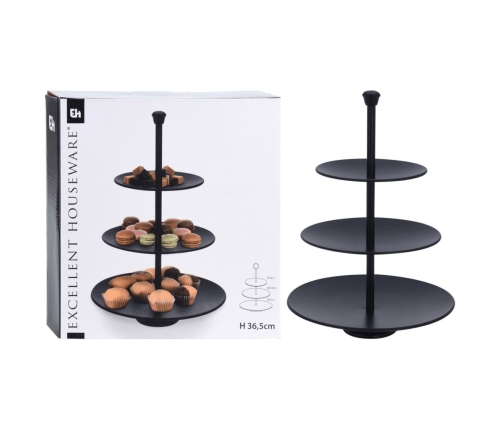 Excellent Houseware servēšanas statīvs, 3 stāvi, 36,5 cm, matēti melns