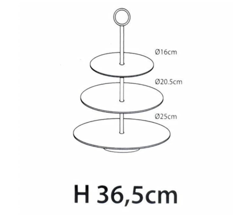 Excellent Houseware servēšanas statīvs, 3 stāvi, 36,5 cm, matēti melns