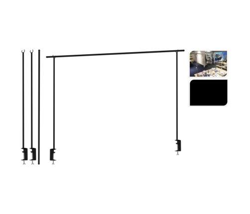 ProGarden galda dekorāciju stienis ar stiprinājumiem, metāls, melns