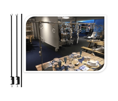 ProGarden galda dekorāciju stienis ar stiprinājumiem, metāls, melns