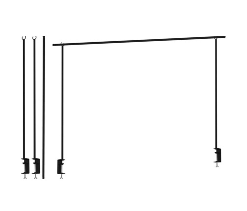 ProGarden galda dekorāciju stienis ar stiprinājumiem, metāls, melns