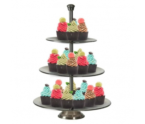 Excellent Houseware Servēšanas Statīvs, 3 Stāvi, 36,5 Cm, Tērauds