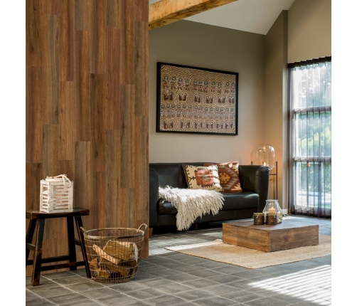 Wallart Sienas Dēļi, Ozolkoka Imitācija, Senatnīgi Brūni