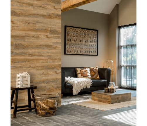 WallArt sienas dēļi, ozolkoka imitācija, senatnīgi brūni