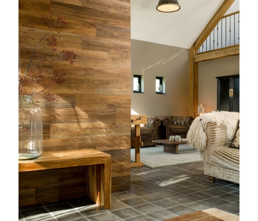 WallArt sienas dēļi, ozolkoka imitācija, sarkanbrūni