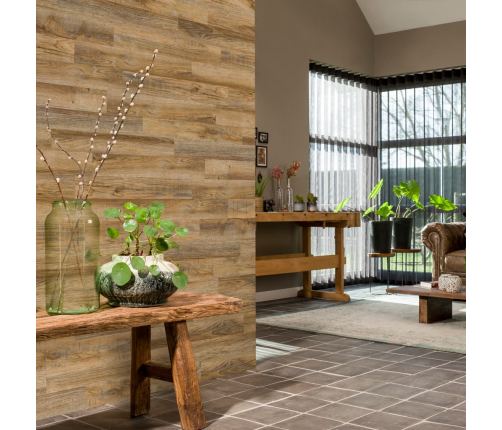 WallArt sienas dēļi, ozolkoka imitācija, senatnīgi brūni