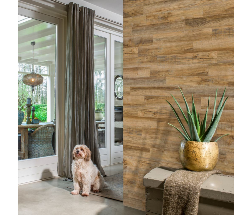 WallArt sienas dēļi, ozolkoka imitācija, senatnīgi brūni