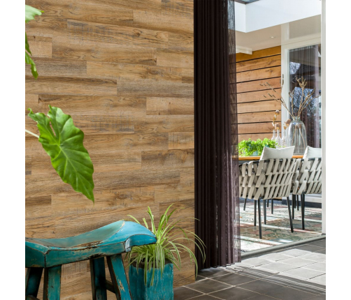 WallArt sienas dēļi, ozolkoka imitācija, senatnīgi brūni