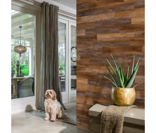 WallArt sienas dēļi, ozolkoka imitācija, sarkanbrūni