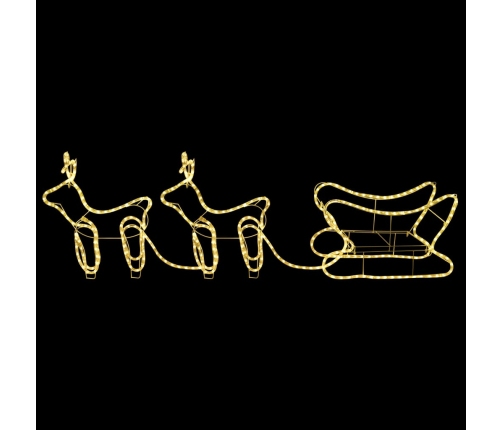 vidaXL Ziemassvētku dekorācija, ziemeļbrieži un kamanas, 576 LED