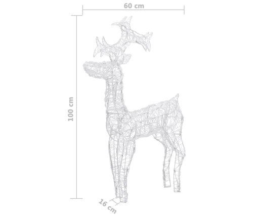 vidaXL Ziemassvētku dekorācija, ziemeļbriedis, 90 LED, 60x16x100 cm