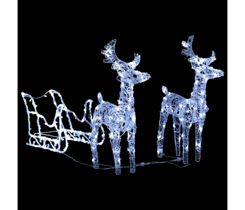 vidaXL Ziemassvētku dekorācija, ziemeļbrieži, kamanas, 160 LED, 130 cm