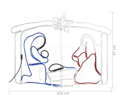 vidaXL Ziemassvētku dekorācija, Betlēmes ainiņa, 240 LED, 116x41x87 cm