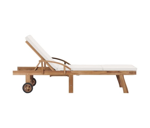 vidaXL sauļošanās zviļņi ar matračiem, 2 gab., masīvs tīkkoks