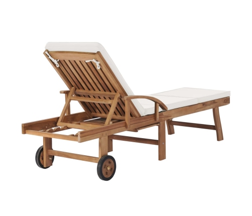 vidaXL sauļošanās zviļņi ar matračiem, 2 gab., masīvs tīkkoks