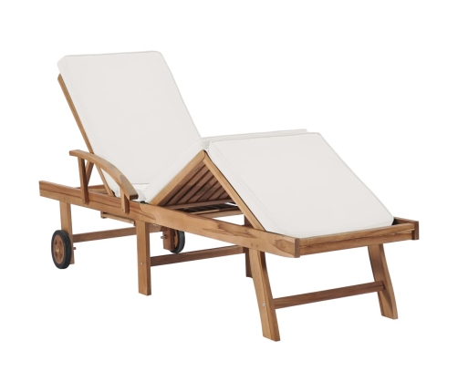 vidaXL sauļošanās zviļņi ar matračiem, 2 gab., masīvs tīkkoks