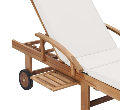 vidaXL sauļošanās zviļņi ar matračiem, 2 gab., masīvs tīkkoks