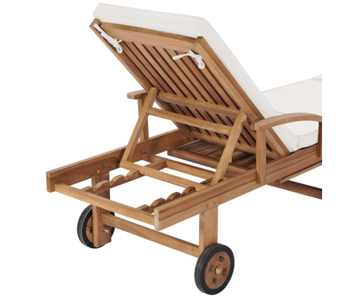 vidaXL sauļošanās zviļņi ar matračiem, 2 gab., masīvs tīkkoks