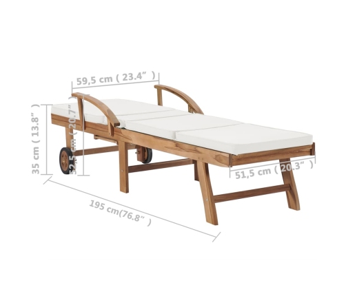 vidaXL sauļošanās zviļņi ar matračiem, 2 gab., masīvs tīkkoks
