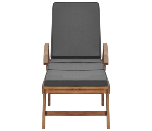 vidaXL sauļošanās zviļņi ar matračiem, pelēki, 2 gab., masīvs tīkkoks