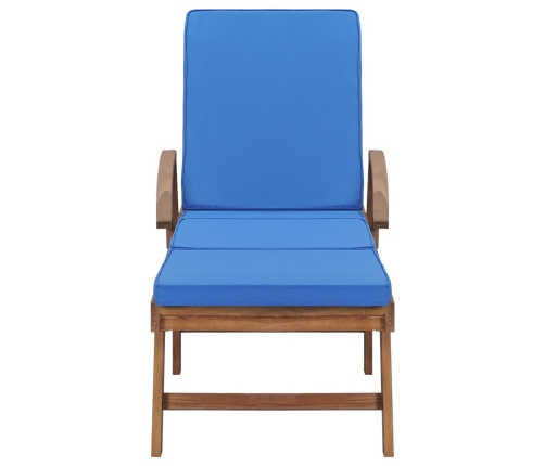 vidaXL sauļošanās zviļņi ar matračiem, 2 gab., zili, masīvs tīkkoks