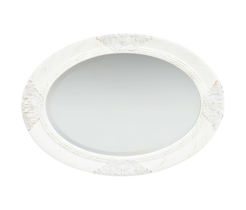 vidaXL baroka stila sienas spogulis, 50x70 cm, balts