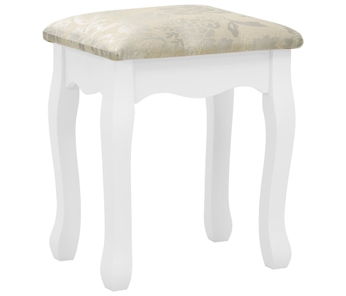 vidaXL spoguļgaldiņš ar tabureti, balts, 75x69x140 cm, paulonijas koks