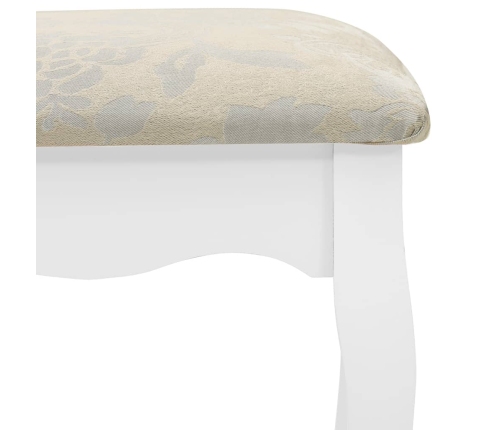 vidaXL spoguļgaldiņš ar tabureti, balts, 75x69x140 cm, paulonijas koks