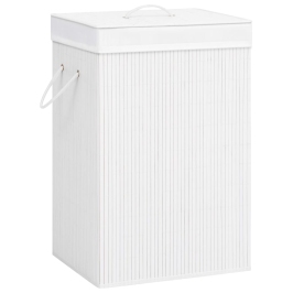 Veļas Grozs Ar 2 Nodalījumiem, Bambuss, Balts, 72 L Vidaxl