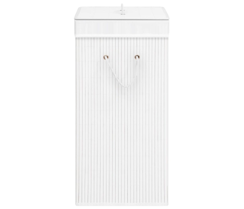 vidaXL veļas grozs ar 2 nodalījumiem, bambuss, balts, 72 L