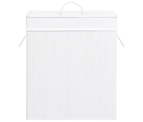vidaXL veļas grozs ar 2 nodalījumiem, bambuss, balts, 100 L