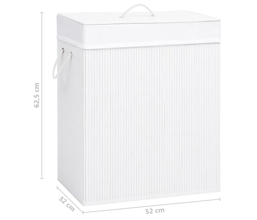 vidaXL veļas grozs ar 2 nodalījumiem, bambuss, balts, 100 L