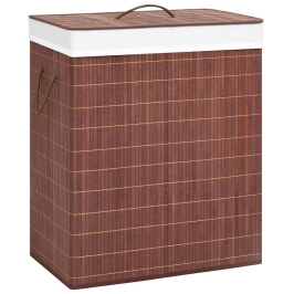 Veļas Grozs Ar 2 Nodalījumiem, Bambuss, Brūns, 100 L Vidaxl