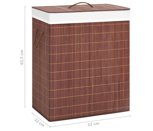 vidaXL veļas grozs ar 2 nodalījumiem, bambuss, brūns, 100 L