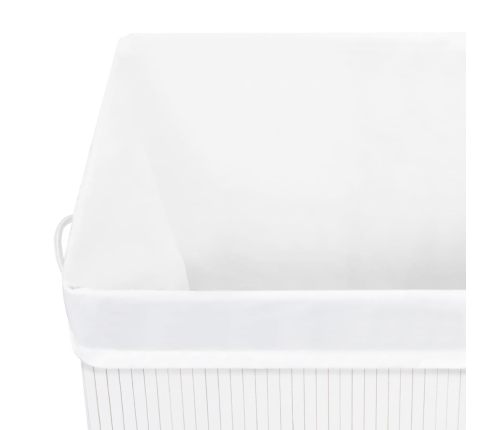 vidaXL veļas grozs ar 1 nodalījumu, bambuss, balts, 83 L