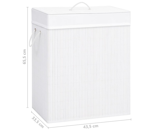 vidaXL veļas grozs ar 1 nodalījumu, bambuss, balts, 83 L