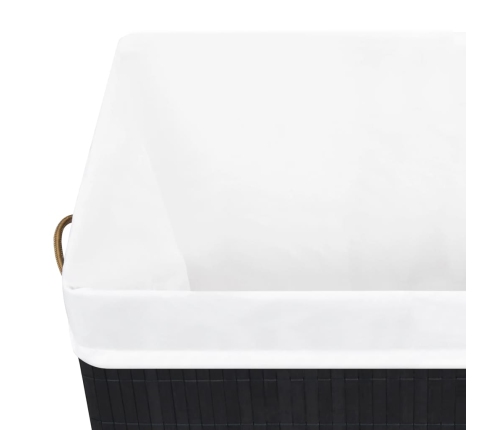 vidaXL veļas grozs ar 1 nodalījumu, bambuss, melns, 83 L