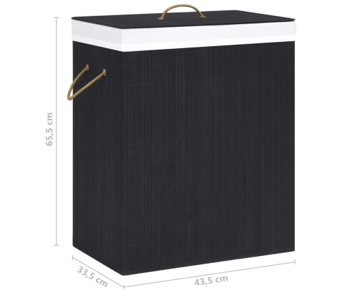 vidaXL veļas grozs ar 1 nodalījumu, bambuss, melns, 83 L