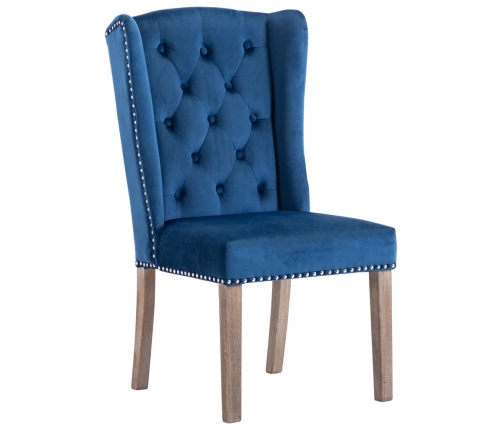 vidaXL virtuves krēsls, zils samts