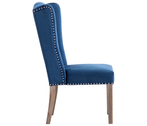 vidaXL virtuves krēsls, zils samts