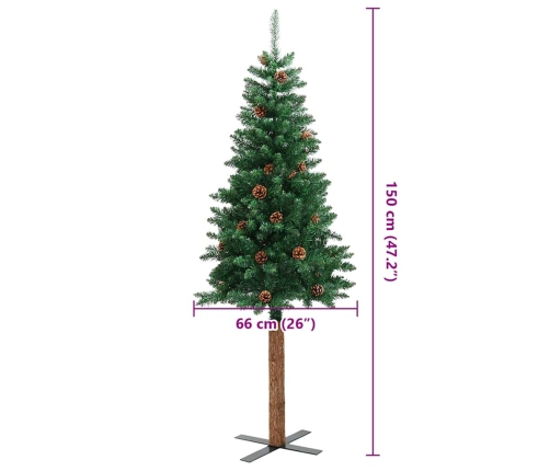 Ziemassvētku Egle, Dabīgs Koks Un Čiekuri, Zaļa, 150 Cm, Pvc Vidaxl