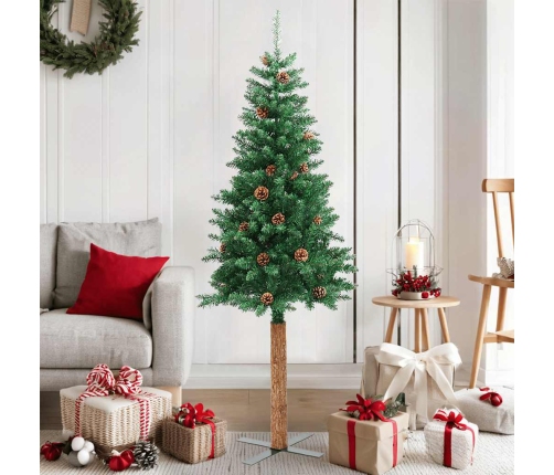 Ziemassvētku Egle, Dabīgs Koks Un Čiekuri, Zaļa, 150 Cm, Pvc Vidaxl