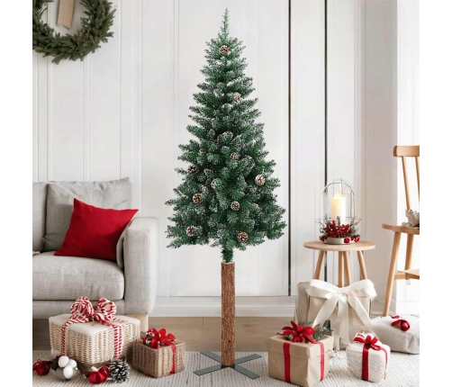 vidaXL Ziemassvētku egle ar dabīgu koku un sniegu, zaļa, 150 cm