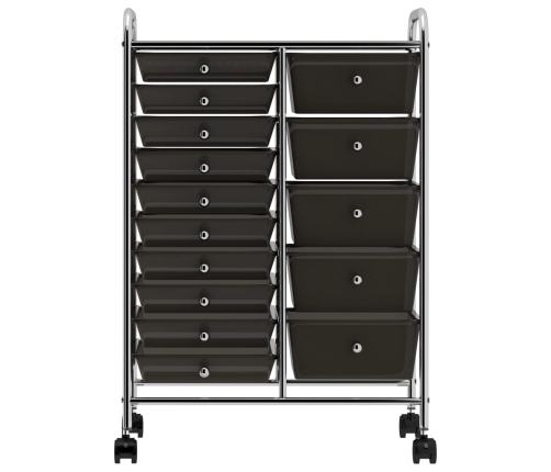 vidaXL XXL uzglabāšanas ratiņi, 15 atvilktnes, melna plastmasa