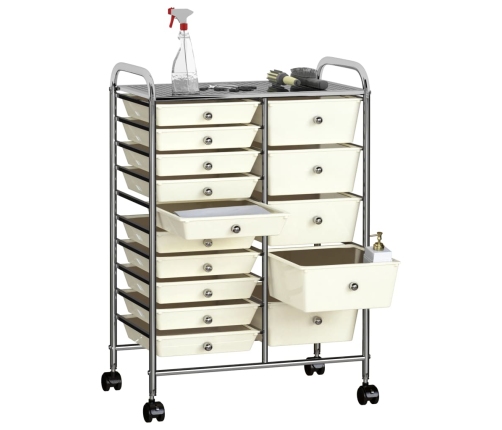 Xxl Uzglabāšanas Ratiņi, 15 Atvilktnes, Balta Plastmasa Vidaxl