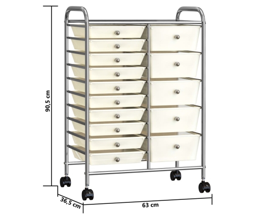 Xxl Uzglabāšanas Ratiņi, 15 Atvilktnes, Balta Plastmasa Vidaxl