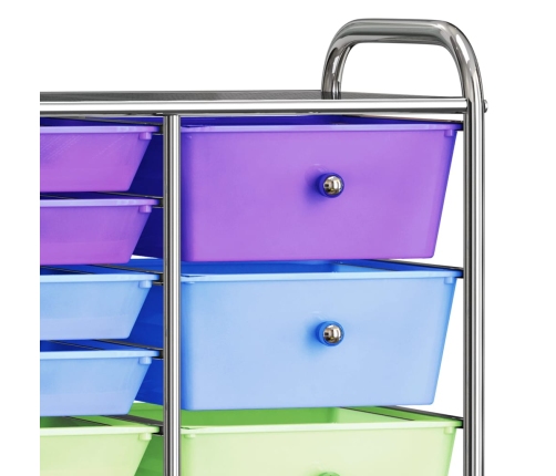 vidaXL XXL uzglabāšanas ratiņi, 15 atvilktnes, krāsaina plastmasa