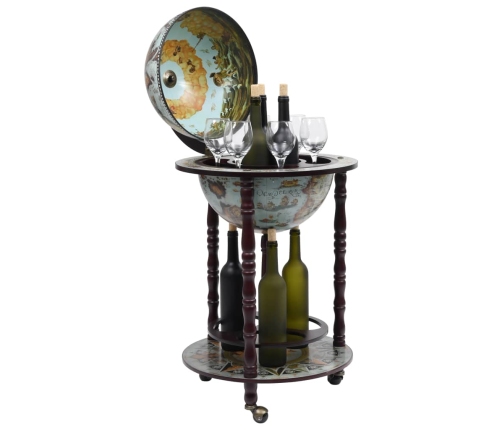 vidaXL vīna pudeļu turētājs, glubusa forma, eikalipta koks, zils