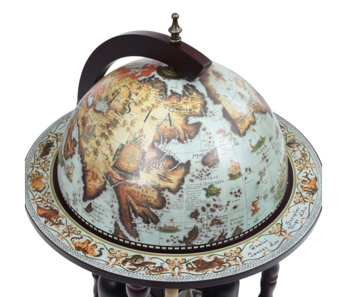 vidaXL vīna pudeļu turētājs, glubusa forma, eikalipta koks, zils